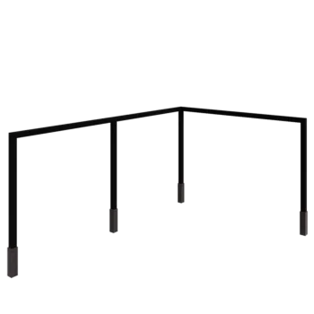 Stalen pergola - Hoek - 600 x 412 x 230 cm - RAL9005 mat (zwart) - Met betonpoer