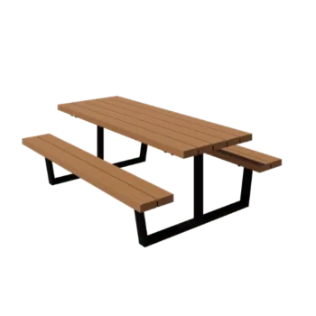 Stalen Picknicktafel - Georgia M - 200 x 163 x 75 cm - Met Douglas hout