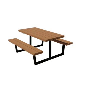 Stalen Picknicktafel - Georgia S - 160 x 163 x 75 cm - Met Douglas hout
