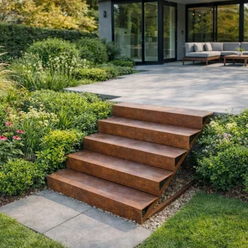 Cortenstaal tuintrap - 5-trede - 120 x 120 x 85 cm